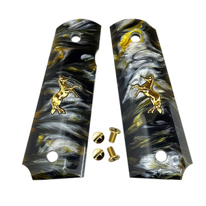 Cachas de Polímero de Alta Calidad con Incrustaciones de Perla y Caballo Dorado para Pistola de Juguete Colt 1911 Escala 1:1 - Product Image 2