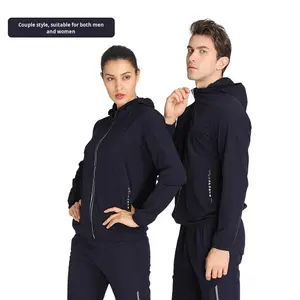 Vêtements de travail automne hiver pour groupe d'entraîneurs de <span class=keywords><strong>fitness</strong></span> sweat à capuche zippé avec logo imprimé vêtements de travail de sécurité - Product Image 2