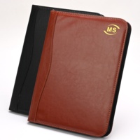 Portafolio de Cuero A4 Promocional para Negocios, con Cierre, Logotipo Personalizado, Organizador Duradero, Bloc de Notas, Calculadora, Corporativo