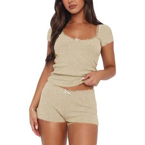 New Arrival Summer Women's 2-Piece Biker Short <b>Set</b> Above Knee <b>Crop</b> <b>Top</b> & Shorts Solid Pattern Custom Print Collection - Product Image 2