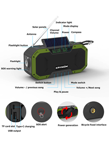Brújula recargable solar BT Radion altavoz TF mosquetón manivela 5000mAh WB NOAA AM FM Radio para bicicletas motocicletas - Product Image 2