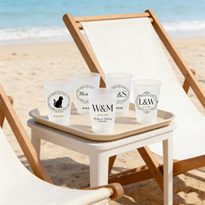 Bicchieri per Matrimonio, <span class=keywords><strong>Tazze</strong></span> Personalizzate Satinate per Matrimonio, Bicchieri in Plastica Personalizzati per Matrimonio Capacità 350ml 12oz 14oz 16oz - Product Image 1