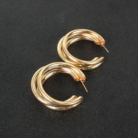 Boucles d'oreilles créole circulaire couleur or, d'oreilles en acier inoxydable, en forme rondes pour femmes, cadeaux pour femmes