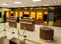 Étagères de magasin de tabac en bois sur mesure, éclairage LED classique, panneau rainuré en bois massif, vitrine murale pour boutique de cigares