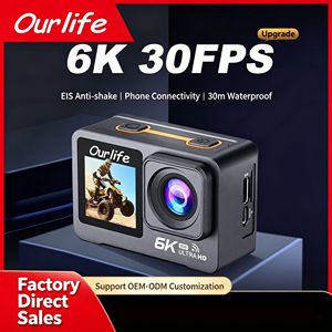 Caméra Sportive WiFi Étanche 6K 30m Double Écran Anti-Tremblement pour Enregistrement <span class=keywords><strong>Casque</strong></span> Moto Grand Angle 170° Intégrée 128 Go - Product Image 3