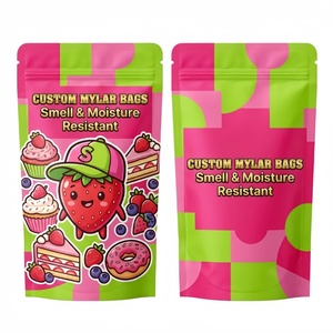 Custom Printed Mylar Stand Up Doypack Resealable <b>Ziplock</b> Smell Proof High Barrier Food Grade 1g 3.5g 7g 14g 28g Pouches - Product Image 1