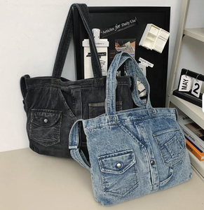 Designer style lightweight denim unisex handbag, jeans pocket, <b>crossbody</b> <b>bag</b>, minimalist handbag, zipper - Product Image 1