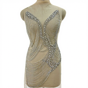 Corsage de chaîne de corps sexy en <span class=keywords><strong>strass</strong></span> fait à la main avec pierre de cristal Applique <span class=keywords><strong>Corset</strong></span> personnalisé Corsage Robe Patch WDP-509 - Product Image 1