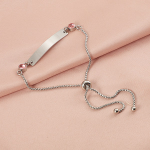 Livraison directe DIY personnalisé bijoux vierges en acier inoxydable tendance plaqué or 18 carats bracelets de couple avec pierre de naissance cadeau de mode - Product Image 6