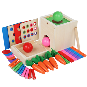 YUCI 6-EN-1 Boule En Bois Cible Boîte Multifonctionnel Insert Bâtons Tirant Des Carottes Éducation Précoce 6-en-1 Coin Box Jouet - Product Image 1