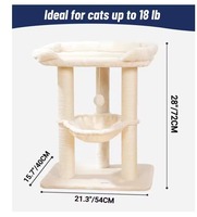 Nouvelle Tour d'activités pour chat en bois et sisal, avec griffoir, lit-nid doux, hamac, poteau à griffer haut et stable, structure d'escalade pour chat, en carton