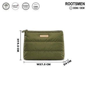 Bolsa de Maquillaje Grande y Plana, Color Verde Oliva, Acolchada, de Nailon, 27 cm, Bolsa de Cosméticos con Cierre Ancho, Ligera, con Logotipo Personalizado OEM, para Viaje - Product Image 5