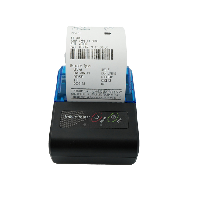 58mm Mini Portable Thermal Printer with 2000mAh Battery for Barcode Support in Stock