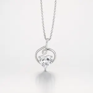Mode 925 Sterlingsilber Herz-Liebesketten für Damen Moissanit-Halsketten Anhänger Silber Rhodium-Belagter Schmuck für Damen