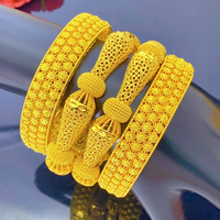 Ensemble de bracelets en filigrane plaqué or 24 carats, bracelets articulés ajourés, bijoux ethniques de mariée pour mariage, banquet, fête, cadeau de vacances