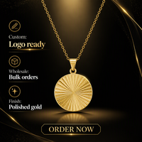 Collier pendentif soleil doré avec breloque disque rond et chaîne à maillons pour femme, idéal comme cadeau
