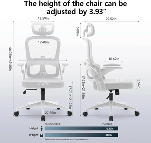 Chaise de <span class=keywords><strong>bureau</strong></span> ergonomique de direction, pivotante, entièrement en maille rouge, dossier haut, confortable, réglable, pour <span class=keywords><strong>gamer</strong></span>, de style allemand, couleur blanche - Product Image 2