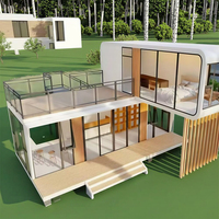 Maisons miniatures de luxe préfabriquées en panneaux sandwich d'acier, villas mobiles type cabane Apple, fermes et cours au design moderne pour appartements