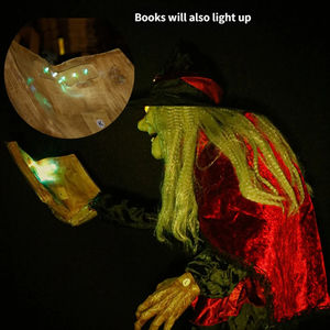 Decorazione di Halloween con Strega Animatronica Spaventosa e in Movimento, Statua di Strega con Mani che Spostano il Libro, Attivata dal Movimento, per Decorazioni di Case Infestate e Feste - Product Image 4