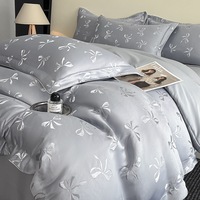 Ensemble de couette en jacquard de luxe, drap de lit, jacquard brillant en soie, ensemble quatre pièces en satin de tribut, ensemble de literie en jacquard