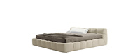 Lit de Luxe Moderne en Bois Sculpté à la Main avec Tissu Rembourré, Tailles King & Queen, et Rangement Intégré – Cadre de Lit Confortable