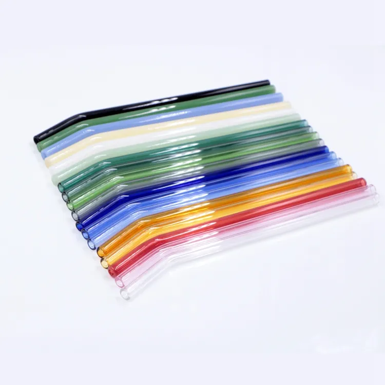 Eco Friendly Reusable Borosilicate Clear Bent Glass Drinking Straw