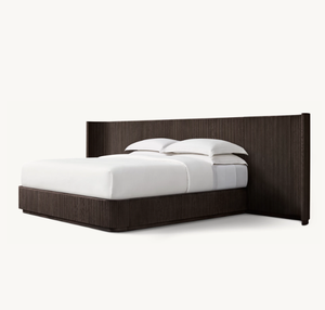 Muebles de dormitorio de estilo americano, camas tamaño King de madera de roble negro, cama de <span class=keywords><strong>refugio</strong></span> de madera extendida - Product Image 5