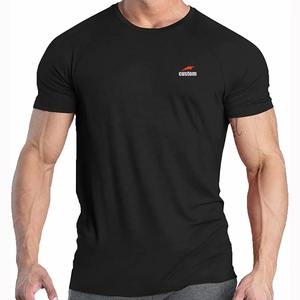 T-shirt da <span class=keywords><strong>uomo</strong></span> personalizzate traspiranti ed elasticizzate a manica corta in cotone e spandex di alta qualità per la palestra, T-shirt a compressione personalizzate - Product Image 4
