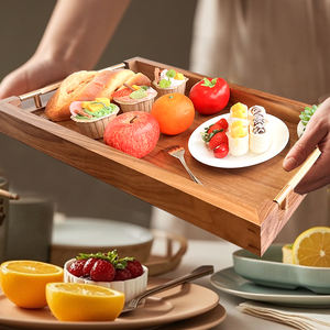 Plato de cena rectangular hecho a mano respetuoso con el medio ambiente, joyería decorativa de cuero, comida de madera de bambú para muebles de comedor - Product Image 2