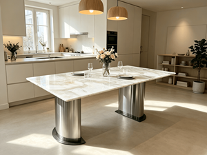 Table à manger de luxe en quartzite naturel Picasso, table à manger rectangulaire moderne en marbre bleu sodalite pour villa, maison, hôtel - Product Image 5