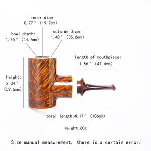 Muxiang Tobacco Pipe Bent Type Sandblasted Wood With Vulcanized Rubber Mouthpiece For Smoking - Product Image 3