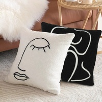 Housse de coussin carrée de style ferme, 18 x 18 pouces, en tricot bouclé, pour canapé d'extérieur et décoration de chambre à coucher