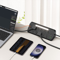 美国角型电源插座，带 10 个交流电源插座、4 个 USB 端口、带夜灯、带电涌保护器