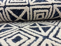Handgefertigter Waschbarer Handgetufteter Marineblauer Blumenteppich Modernes Geometrisches Muster Weicher Premium-Teppich Schlafzimmer Wohnzimmer Stilvolles Zuhause