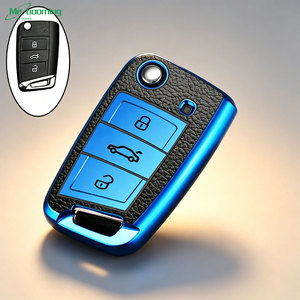 Custodia Protettiva per Chiave Auto con Portachiavi per Volkswagen VW Polo Golf7 MK7 Tiguan, Skoda Octavia Kodiaq <span class=keywords><strong>Karoq</strong></span>, Seat Ateca - Product Image 6
