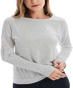 Camiseta transpirable de algodón de manga larga con cuello redondo informal de talla grande para mujer con logotipo personalizado-Camiseta suave - Product Image 2