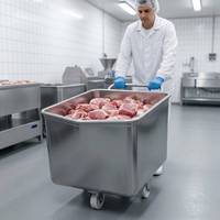 Chariot à viande en acier inoxydable 304, chariot Eurobin, chariot à viande de qualité alimentaire pour abattoir, usine de transformation de la viande