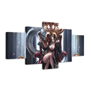 5pcs Sexy Anime Girl Poster Wall Pictures Poster Artwork Canvas Painting Wall Art for Living room