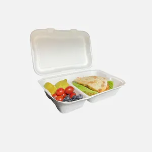 new product ideas 2024 1000ml 2-compartment clamshell Custom Biodegradable Disposable Lunch Takeaway Food Containers