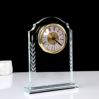Horloge de bureau en cristal haut de gamme, souvenirs d'école, d'affaires ou de retraite, ornements gravés au laser personnalisés