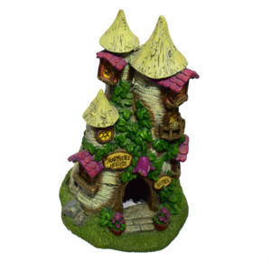 Luz LED miniatura de cuento de hadas jardín trompeta Lily casa rural con puerta estatuilla - Product Image 1