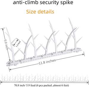 Chingyoo 6 Packs ABS Solid Eco-Friendly <strong>Bird</strong> <strong>Spikes</strong> Outdoor Cat Pigeon Repellent <strong>for</strong> Walls <strong>Roofs</strong> Windows (Over 480 Hours Use) - Product Image 2