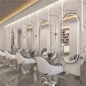 Estación de <span class=keywords><strong>espejo</strong></span> de salón de lujo más vendida, decoración de pared <span class=keywords><strong>para</strong></span> barbería, peluquería, maquillaje, salón de estilo, <span class=keywords><strong>espejo</strong></span> <span class=keywords><strong>con</strong></span> luces Led - Product Image 4