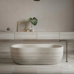 Baignoire autoportante en <span class=keywords><strong>marbre</strong></span> gris de haute qualité pour salles de bain de villas intérieures, design en pierre naturelle pour salles de bain de luxe - Product Image 1