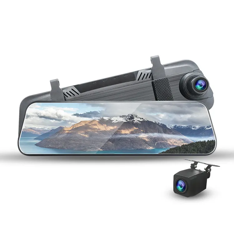 Зеркало заднего вида с двумя объективами Автомобильный видеорегистратор 2K + 1080p 10 дюймов экран сенсором sony видеорегистратор