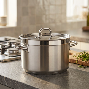 Stainless Steel Casserole <b>Pot</b> With Lid Round Durable Polished Exterior All Stove Compatible - Product Image 4