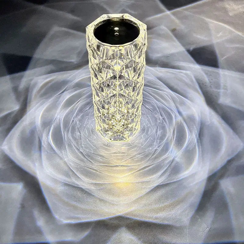 الكريستال طاولة بار مصباح 3D الإبداعية البصرية روز Led الماس ليلة ضوء السرير التحكم باللمس لتزيين سطح المكتب