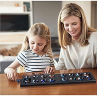 Jeu de société Mancala en bois personnalisé avec plateau de table et 72+8 pierres en verre multicolores bonus pour enfants et adultes, jeu de voyage portable