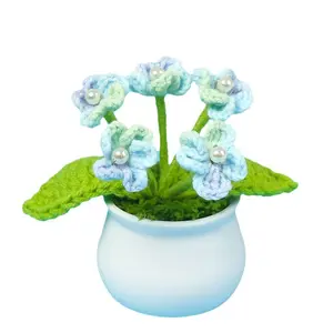 Zelfgemaakte Gehaakte Bloem Afgewerkt Handgebreide Onsterfelijke Bloem Gehaakte Potplant Balkon Desktop Decor