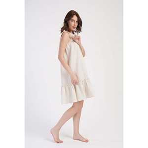 Women's <b>Linen</b> Strapless Lace-Up Ruffled <b>Tunic</b> Knit <b>Tops</b> - Product Image 4